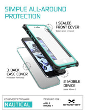 Cargar imagen en el visor de la galería, iPhone 8 Waterproof Case, Ghostek Nautical Series for iPhone 8 | Slim Underwater Protection | Adventure Duty | Ultra Fit | Swimming (Teal) (Color in image: White)