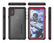 Cargar imagen en el visor de la galería, Apple iPhone X Waterproof Case, Ghostek Nautical Underwater Full Sealed Cover | Military Grade Standard Drop Tested Certified + Built-In Screen Protector | Red