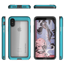 Cargar imagen en el visor de la galería, Ghostek Atomic Slim Apple iPhone X Case, Rugged Heavy Duty Military Grade Cover | Industrial Strength Aluminum Alloy Frame + Raised Rubberized Corners & Bezel | Face ID Compatible | Teal (Color in image: Black)