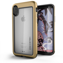 Cargar imagen en el visor de la galería, iPhone X Case, Ghostek Atomic Slim Fit Strong Aluminum Bumper + Soft TPU Shell | Rubber Corners & Bezel | Face ID Compatible | Supports Qi Wireless Charging | Gold (Color in image: Gold)