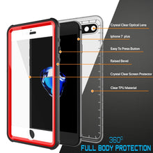 Cargar imagen en el visor de la galería, iPhone 8+ Plus Waterproof Case, PUNKcase CRYSTAL Red W/ Attached Screen Protector | Warranty (Color in image: black)