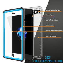 Cargar imagen en el visor de la galería, iPhone 8+ Plus Waterproof Case, PUNKcase CRYSTAL Light Blue W/ Attached Screen Protector | Warranty (Color in image: black)