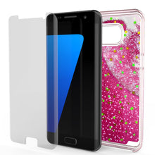 Cargar imagen en el visor de la galería, S7 Edge Case, PunkCase LIQUID Pink Series, Protective Dual Layer Floating Glitter Cover (Color in image: gold)