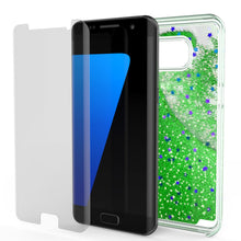 Cargar imagen en el visor de la galería, S7 Edge Case, PunkCase LIQUID Green Series, Protective Dual Layer Floating Glitter Cover (Color in image: pink)