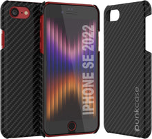 Cargar imagen en el visor de la galería, Estuche para iPhone SE 2022 (4.7"), Punkcase CarbonShield Jet Black con vidrio templado de 0.3 mm.