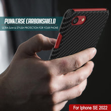 Cargar imagen en el visor de la galería, Estuche para iPhone SE 2022 (4.7"), Punkcase CarbonShield Jet Black con vidrio templado de 0.3 mm.