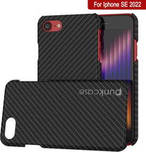 Cargar imagen en el visor de la galería, Estuche para iPhone SE 2022 (4.7"), Punkcase CarbonShield Jet Black con vidrio templado de 0.3 mm.