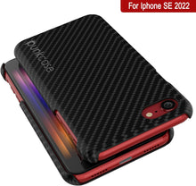 Cargar imagen en el visor de la galería, Estuche para iPhone SE 2022 (4.7"), Punkcase CarbonShield Jet Black con vidrio templado de 0.3 mm.