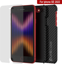 Cargar imagen en el visor de la galería, Estuche para iPhone SE 2022 (4.7"), Punkcase CarbonShield Jet Black con vidrio templado de 0.3 mm.