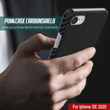 Load image into Gallery viewer, Funda para iPhone SE (4.7"), Punkcase CarbonShield Jet Black con cristal templado de 0.3mm.