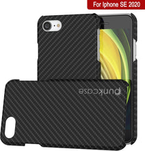 Load image into Gallery viewer, Funda para iPhone SE (4.7"), Punkcase CarbonShield Jet Black con cristal templado de 0.3mm.