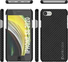 Load image into Gallery viewer, Funda para iPhone SE (4.7"), Punkcase CarbonShield Jet Black con cristal templado de 0.3mm.