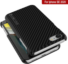 Load image into Gallery viewer, Funda para iPhone SE (4.7"), Punkcase CarbonShield Jet Black con cristal templado de 0.3mm.