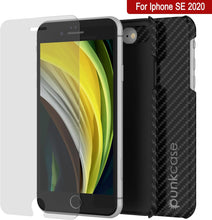 Load image into Gallery viewer, Funda para iPhone SE (4.7"), Punkcase CarbonShield Jet Black con cristal templado de 0.3mm.