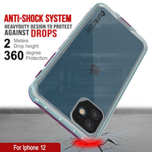 Cargar imagen en el visor de la galería, ANTI-SHOCK SYSTEM HEAVYDUTY DESIGN TO PROTECT 4 AGAINST DROPS Meters Drop height 3 6 degree Protection ff For Iphone 12 (Color in image: Clear Pink)
