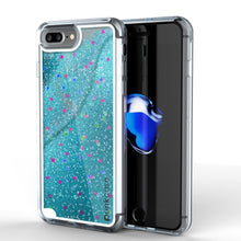 Cargar imagen en el visor de la galería, iPhone 8+ Plus Case, PunkCase LIQUID Teal Series, Protective Dual Layer Floating Glitter Cover (Color in image: teal)