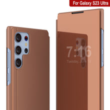 Cargar imagen en el visor de la galería, Funda con tapa reflectante Punkcase Galaxy S23 Ultra, color rosa, para protección