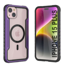 Load image into Gallery viewer, Punkcase iPhone 15 Plus Armor Stealth MAG Defense Case Protective es una cubierta militar de grado multilayer en color púrpura que protege tu teléfono.