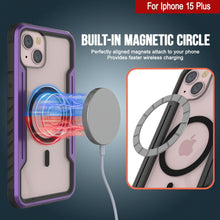 Load image into Gallery viewer, Punkcase iPhone 15 Plus Armor Stealth MAG Defense Case Protective es una cubierta militar de grado multilayer en color púrpura que protege tu teléfono.