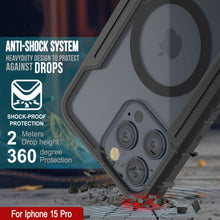 Cargar imagen en el visor de la galería, Funda protectora Punkcase iPhone 15 Pro Armor Stealth MAG Defense, grado militar, cubierta multicapa negra.