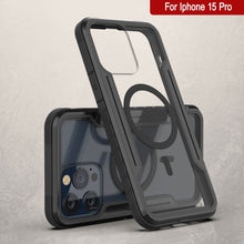 Cargar imagen en el visor de la galería, Funda protectora Punkcase iPhone 15 Pro Armor Stealth MAG Defense, grado militar, cubierta multicapa negra.