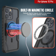 Cargar imagen en el visor de la galería, Funda protectora Punkcase iPhone 15 Pro Armor Stealth MAG Defense, grado militar, cubierta multicapa negra.