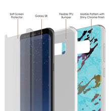 Cargar imagen en el visor de la galería, Punkcase Galaxy S8 Marble Case, Protective Full Body Cover W/PunkShield Screen Protector (Teal Onyx) (Color in image: Blanco Marmo)