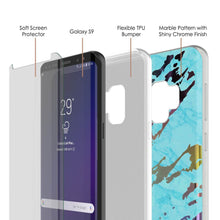 Cargar imagen en el visor de la galería, Punkcase Galaxy S9 Marble Case, Protective Full Body Cover W/PunkShield Screen Protector (Teal Onyx) (Color in image: Blanco Marmo)