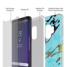 Load image into Gallery viewer, Punkcase Galaxy S9+ Marble Case, Protective Full Body Cover W/PunkShield Screen Protector (Teal Onyx) (Color in image: Blanco Marmo)