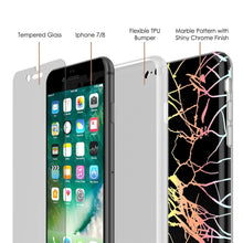 Cargar imagen en el visor de la galería, Punkcase iPhone 8 / 7 Marble Case, Protective Full Body Cover W/9H Tempered Glass Screen Protector (Black Mirage) (Color in image: Blue Marmo)