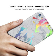 Cargar imagen en el visor de la galería, Punkcase iPhone 8 / 7 Marble Case, Protective Full Body Cover W/9H Tempered Glass Screen Protector (Blanco Marmo) (Color in image: Black Mirage)