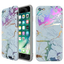 Cargar imagen en el visor de la galería, Punkcase iPhone SE (4.7") Marble Case, Protective Full Body Cover W/9H Tempered Glass Screen Protector (Blue Marmo) (Color in image: Blue Marmo)