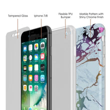 Cargar imagen en el visor de la galería, Punkcase iPhone 8 / 7 Marble Case, Protective Full Body Cover W/9H Tempered Glass Screen Protector (Blue Marmo) (Color in image: Rose Mirage)