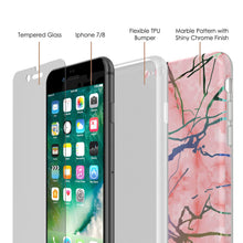 Cargar imagen en el visor de la galería, Punkcase iPhone 8 / 7 Marble Case, Protective Full Body Cover W/9H Tempered Glass Screen Protector (Rose Mirage) (Color in image: Black Mirage)