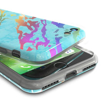 Cargar imagen en el visor de la galería, Punkcase iPhone 8 / 7 Marble Case, Protective Full Body Cover W/9H Tempered Glass Screen Protector (Teal Onyx) (Color in image: Black Mirage)