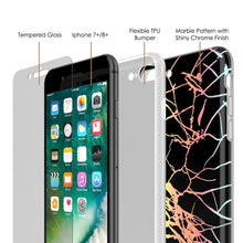 Cargar imagen en el visor de la galería, Punkcase iPhone 8+ / 7+ Plus Marble Case, Protective Full Body Cover W/9H Tempered Glass Screen Protector (Black Mirage) (Color in image: Blue Marmo)