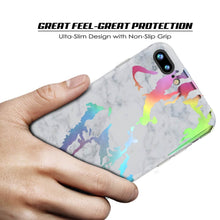 Cargar imagen en el visor de la galería, Punkcase iPhone 8+ / 7+ Plus Marble Case, Protective Full Body Cover W/9H Tempered Glass Screen Protector (Blanco Marmo) (Color in image: Black Mirage)