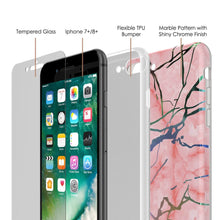 Cargar imagen en el visor de la galería, Punkcase iPhone 8+ / 7+ Plus Marble Case, Protective Full Body Cover W/9H Tempered Glass Screen Protector (Rose Mirage) (Color in image: Black Mirage)