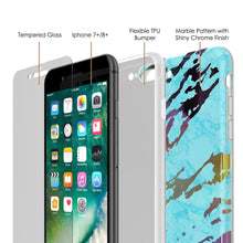 Cargar imagen en el visor de la galería, Punkcase iPhone 8+ / 7+ Plus Marble Case, Protective Full Body Cover W/9H Tempered Glass Screen Protector (Teal Onyx) (Color in image: Blanco Marmo)