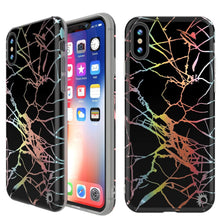 Cargar imagen en el visor de la galería, Punkcase iPhone X Marble Case, Protective Full Body Cover W/9H Tempered Glass Screen Protector (Black Mirage) (Color in image: Black Mirage)