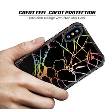 Cargar imagen en el visor de la galería, Punkcase iPhone X Marble Case, Protective Full Body Cover W/9H Tempered Glass Screen Protector (Black Mirage) (Color in image: Rose Gold Mirage)
