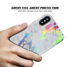 Cargar imagen en el visor de la galería, Punkcase iPhone X Marble Case, Protective Full Body Cover W/9H Tempered Glass Screen Protector (Blanco Marmo) (Color in image: Black Mirage)