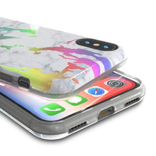 Cargar imagen en el visor de la galería, Punkcase iPhone X Marble Case, Protective Full Body Cover W/9H Tempered Glass Screen Protector (Blanco Marmo) (Color in image: Teal Onyx)