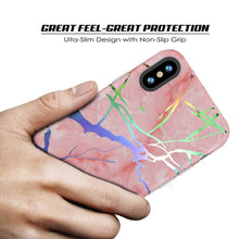 Cargar imagen en el visor de la galería, Punkcase iPhone X Marble Case, Protective Full Body Cover W/9H Tempered Glass Screen Protector (Rose Gold Mirage) (Color in image: Blue Marmo)