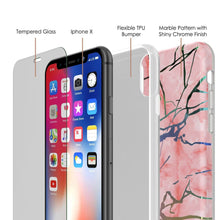 Cargar imagen en el visor de la galería, Punkcase iPhone X Marble Case, Protective Full Body Cover W/9H Tempered Glass Screen Protector (Rose Gold Mirage) (Color in image: Black Mirage)