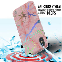 Cargar imagen en el visor de la galería, Punkcase iPhone X Marble Case, Protective Full Body Cover W/9H Tempered Glass Screen Protector (Rose Gold Mirage) (Color in image: Blanco Marmo)