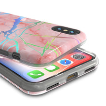 Cargar imagen en el visor de la galería, Punkcase iPhone X Marble Case, Protective Full Body Cover W/9H Tempered Glass Screen Protector (Rose Gold Mirage) (Color in image: Teal Onyx)