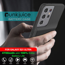 Cargar imagen en el visor de la galería, PunkJuice S21 Ultra Battery Case Black - Portable Charging Power Juice Bank with 4700mAh (Color in image: Red)