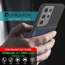 Cargar imagen en el visor de la galería, PunkJuice S21 Ultra Battery Case Blue - Portable Charging Power Juice Bank with 4700mAh