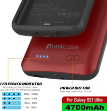 Cargar imagen en el visor de la galería, PunkJuice S21 Ultra Battery Case Red - Portable Charging Power Juice Bank with 4700mAh (Color in image: Black)